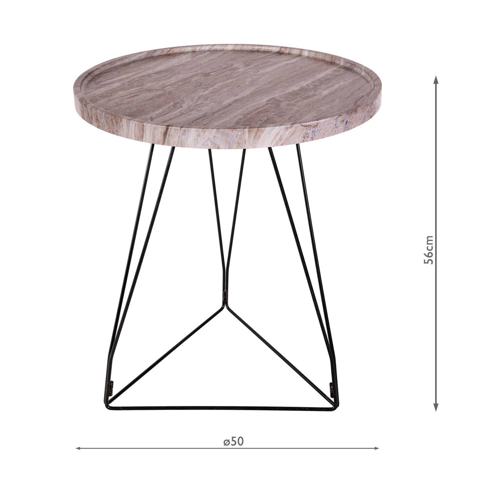 Miguel Brown Stone & Black Side Table