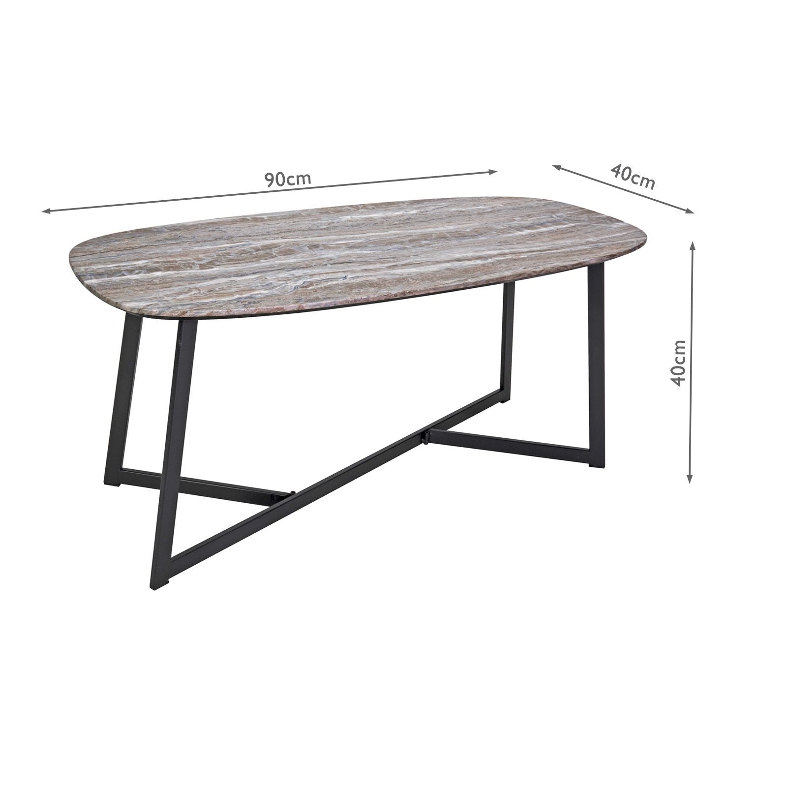 Brown Stone & Matt Black Coffee Table