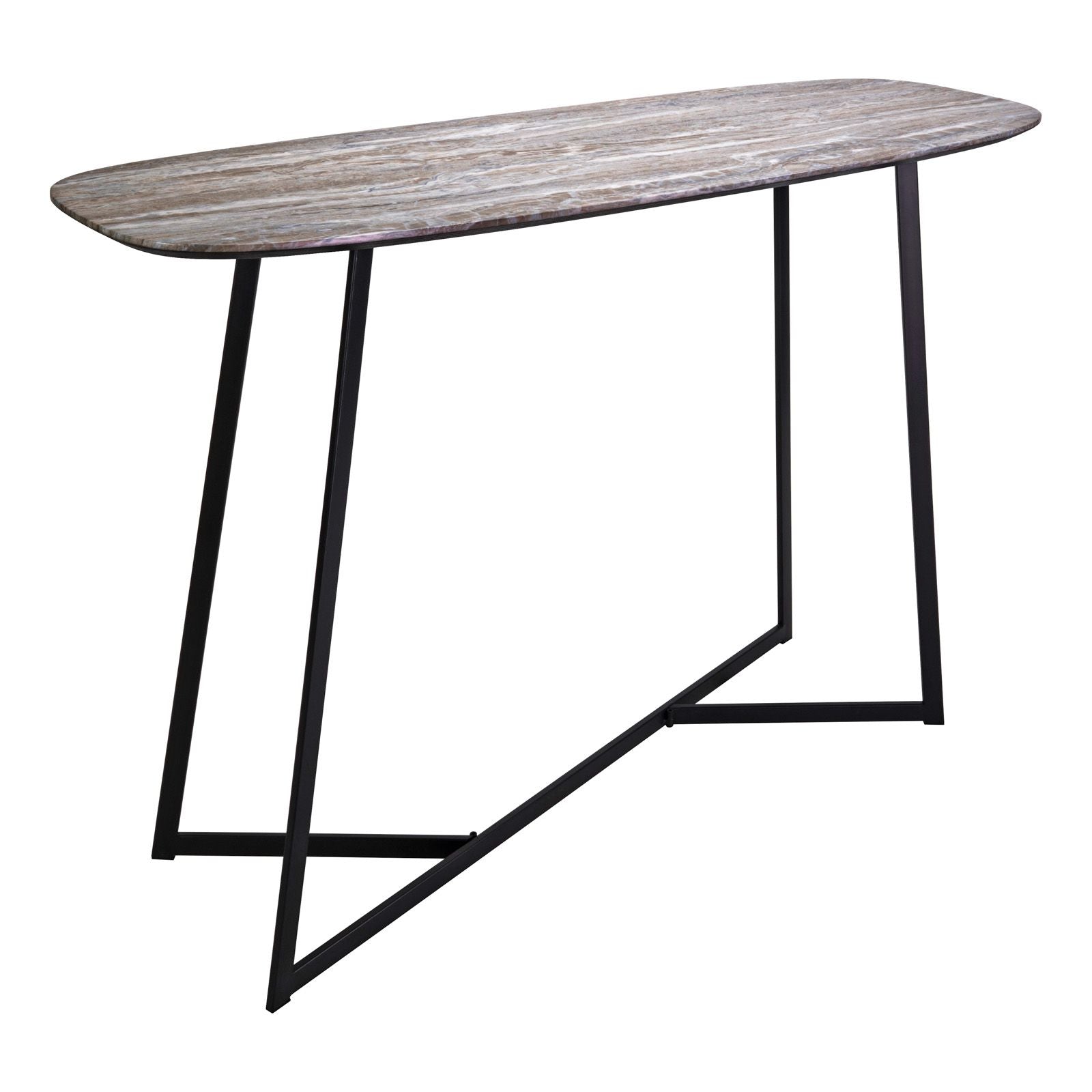 Brown Stone & Matt Black Console Table