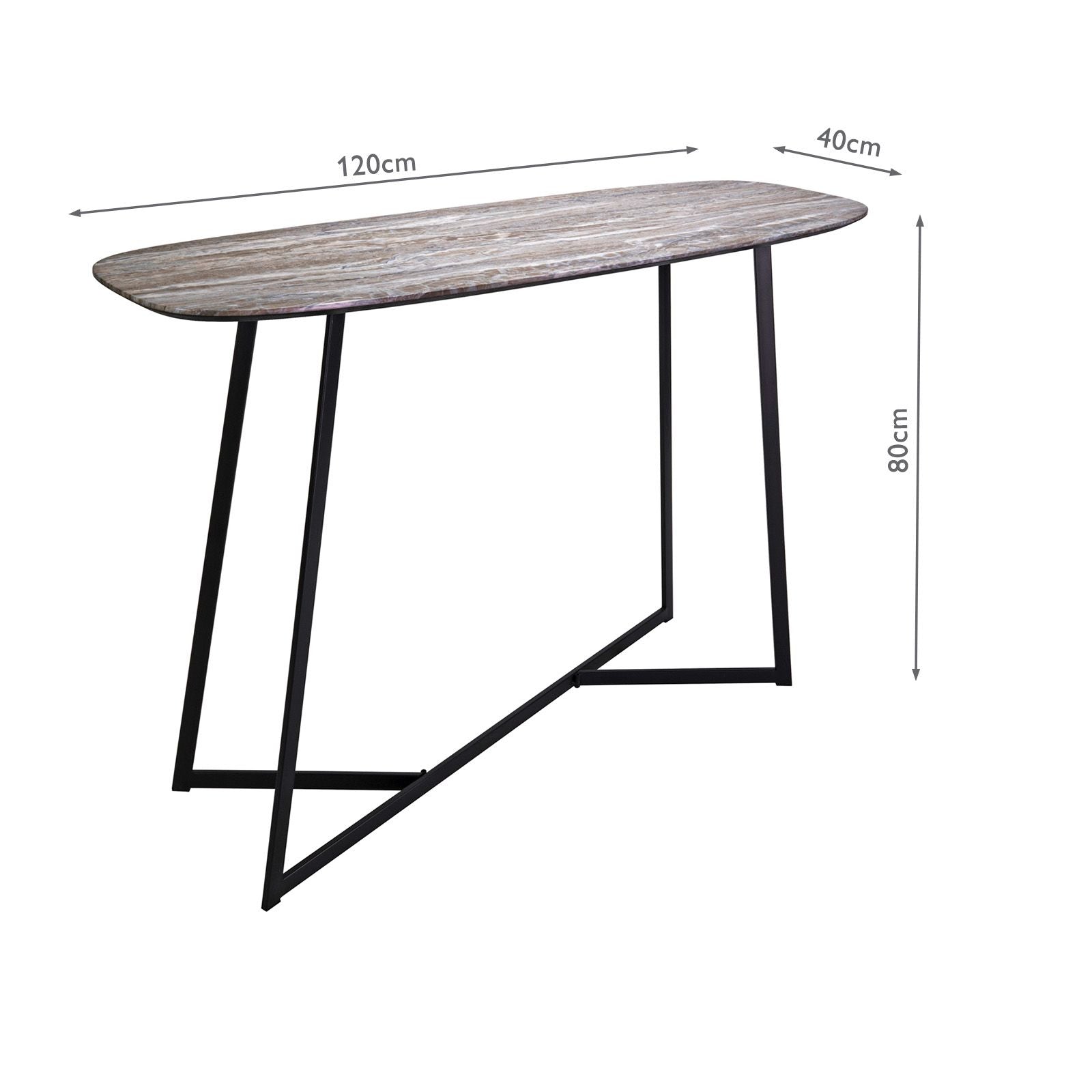 Brown Stone & Matt Black Console Table