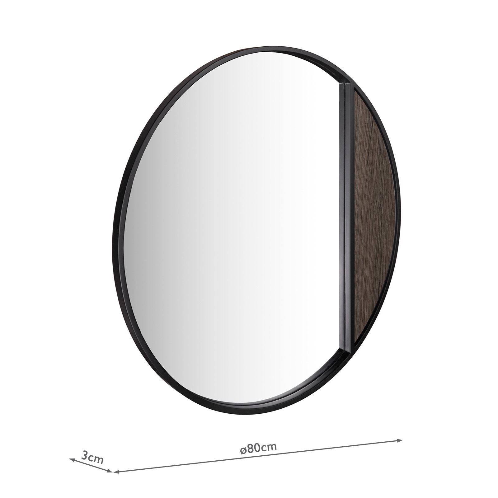 Rasmus 80cm Mocha & Matt Black Mirror