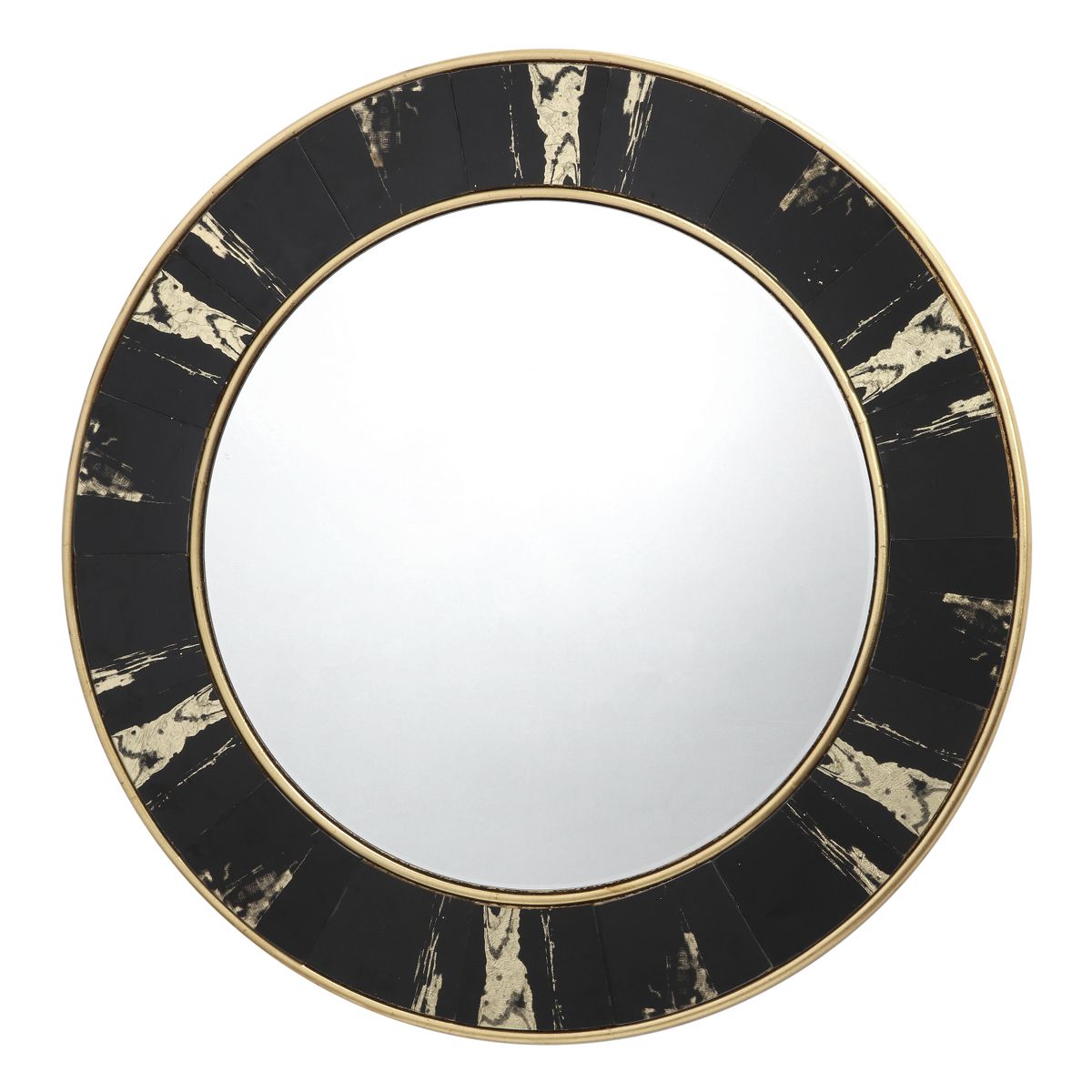 Sidone Round Black & Gold Mirror 80cm