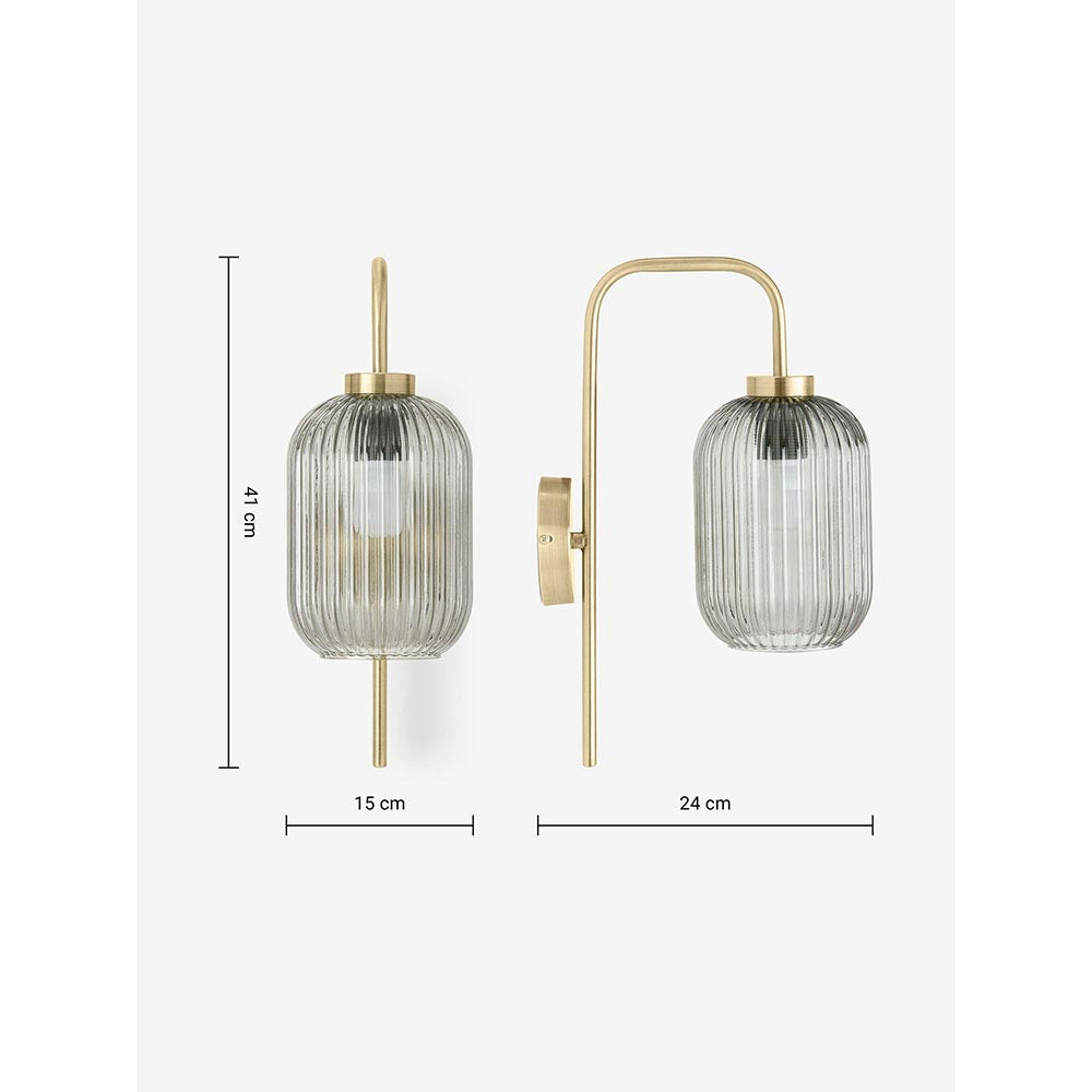 Briz Antique Brass Wall Light with Smoked Glass