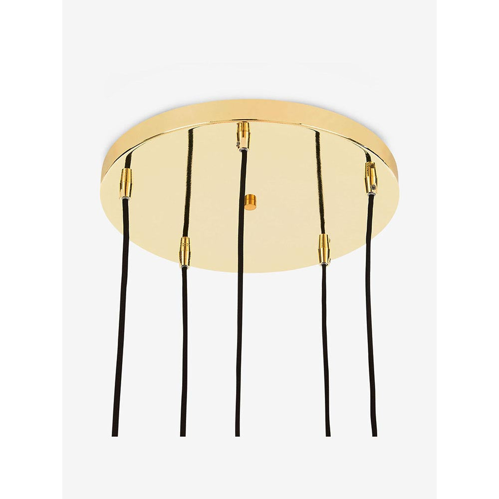 Ilaria Polished Brass 5 Light Cluster Pendant with Multi-Coloured Shades