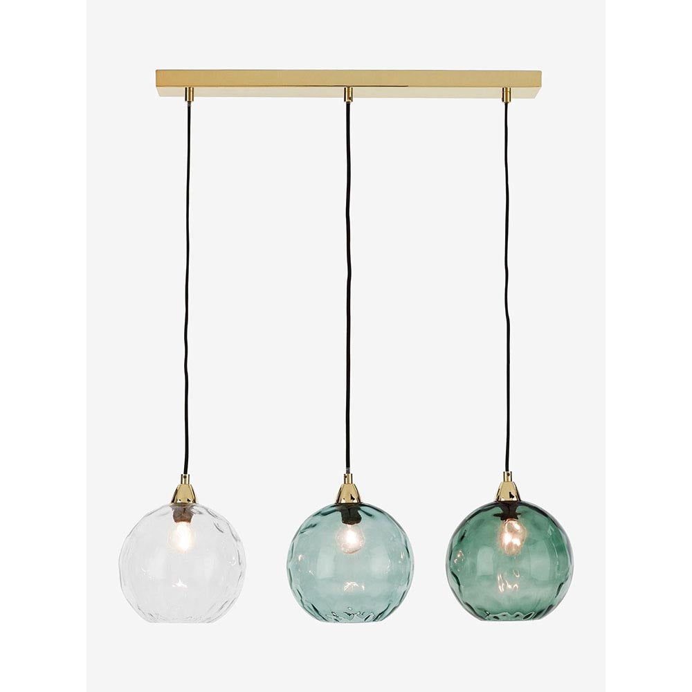 Ilaria Polished Brass Bar Pendant with Multi-Coloured Shades