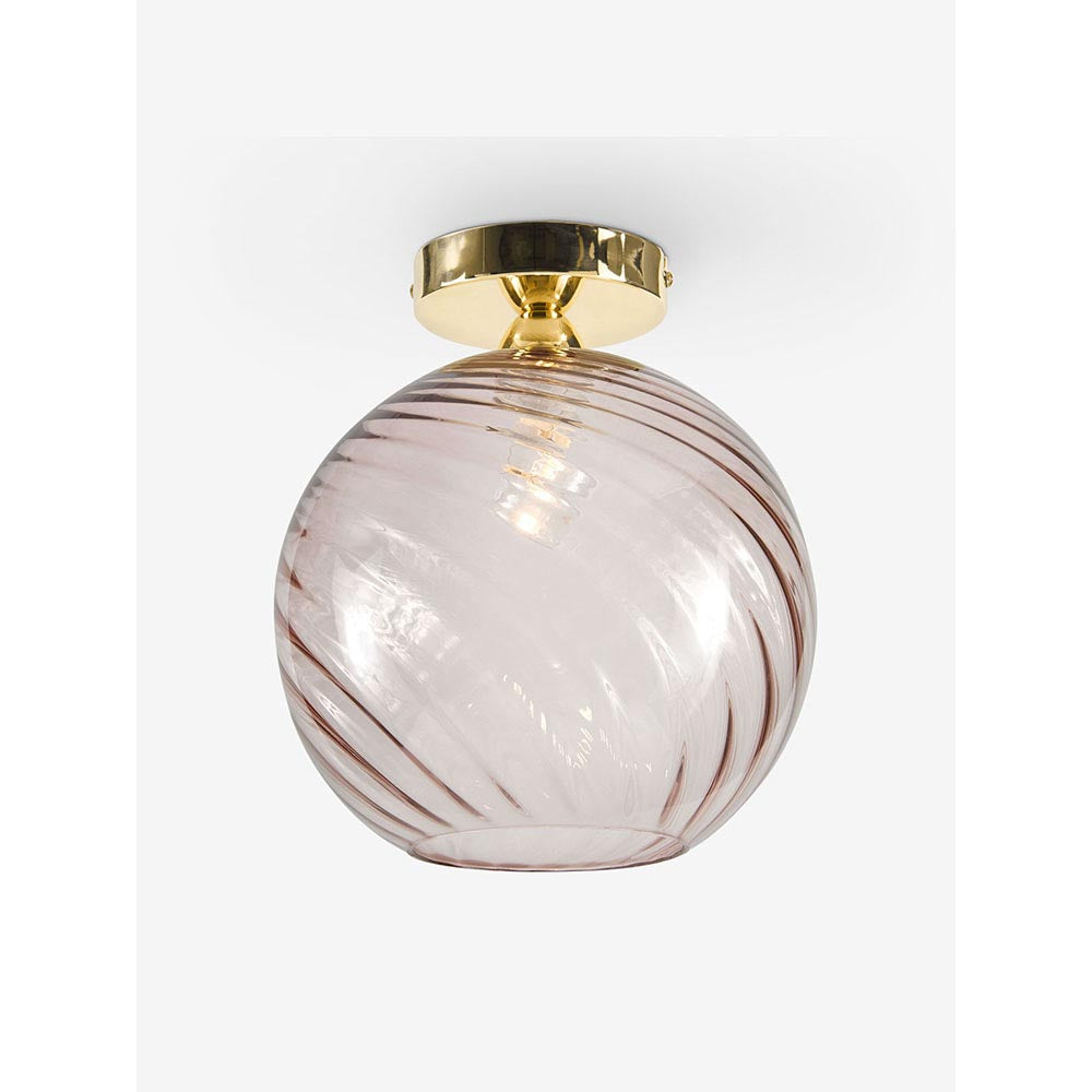 Ilaria Polished Brass Flush Fitting with Pink Glass