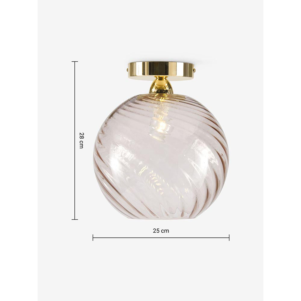 Ilaria Polished Brass Flush Fitting with Pink Glass