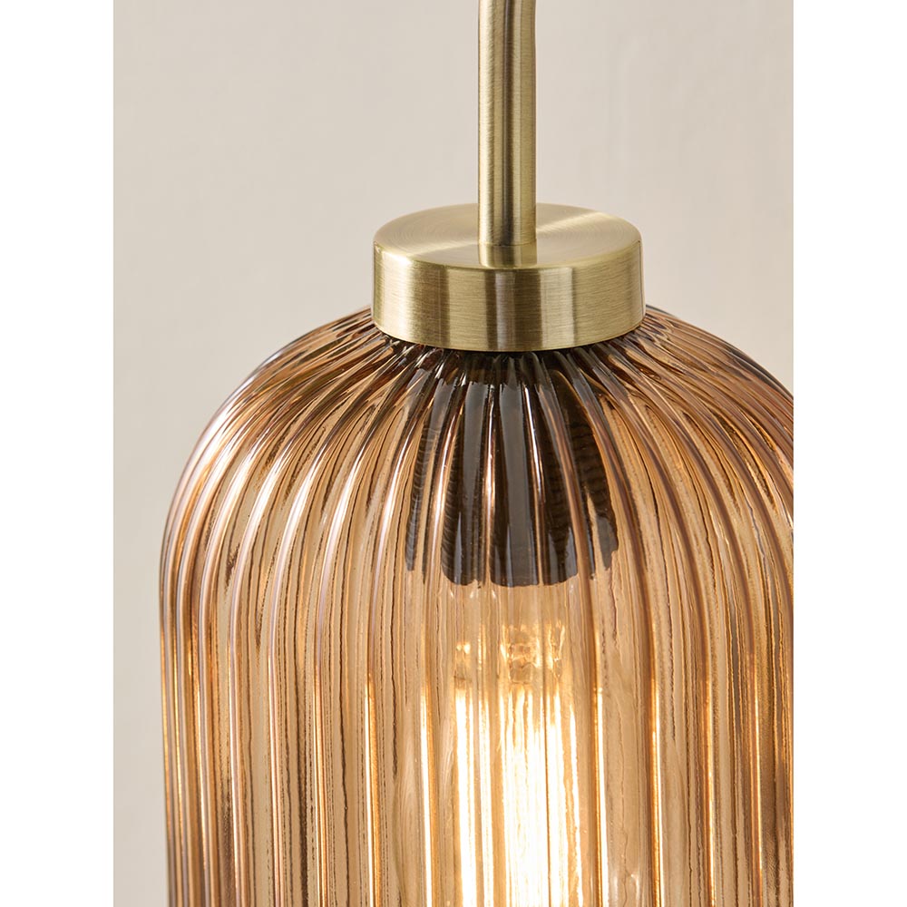 Briz Antique Brass Wall Light with Amber Glass
