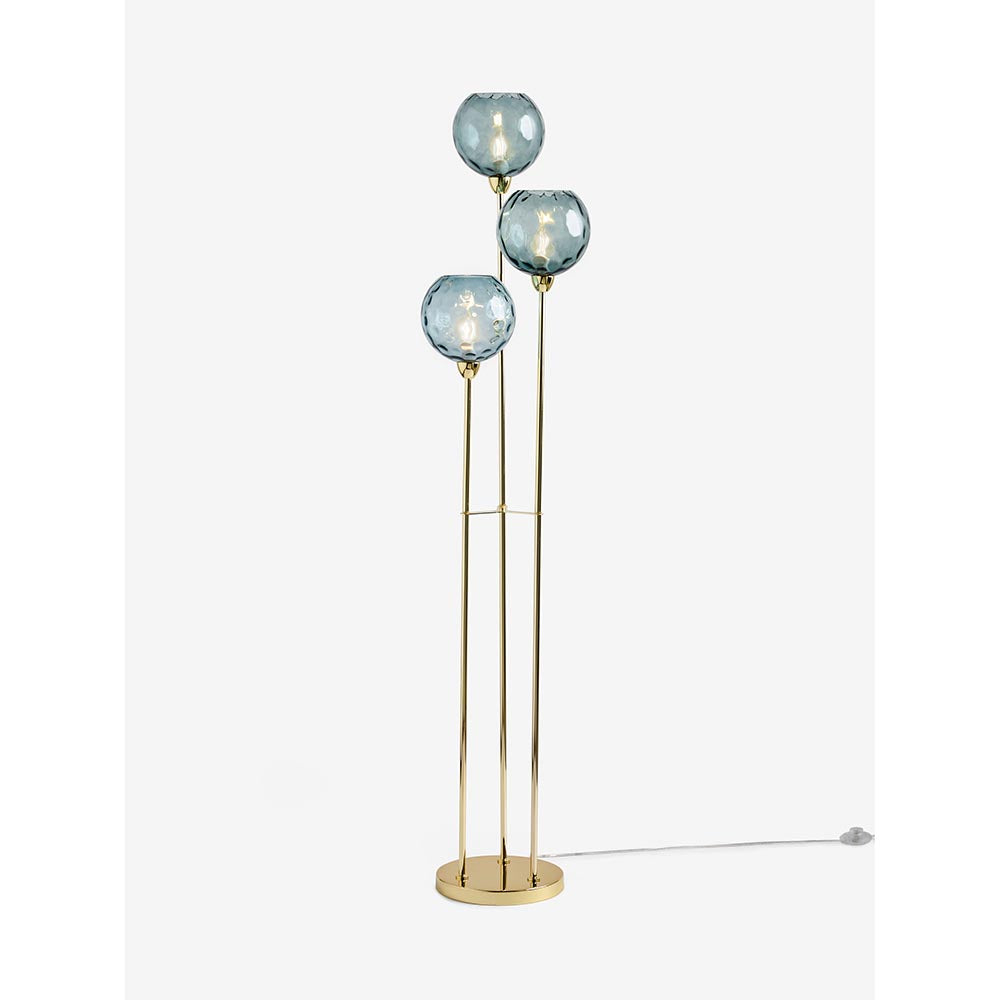 Ilaria Polished Brass Floor Lamp C/W Blue Shades