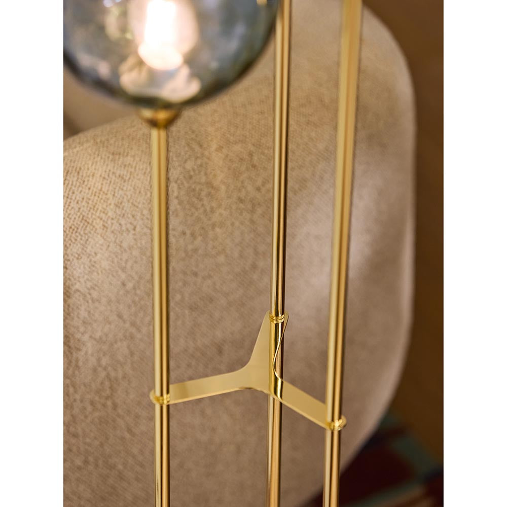 Ilaria Polished Brass Floor Lamp C/W Blue Shades