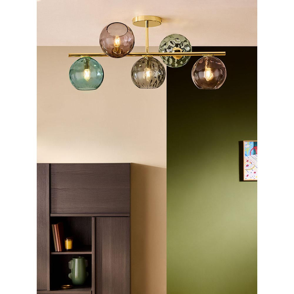 Ilaria Polished Brass 5 Light Semi Flush