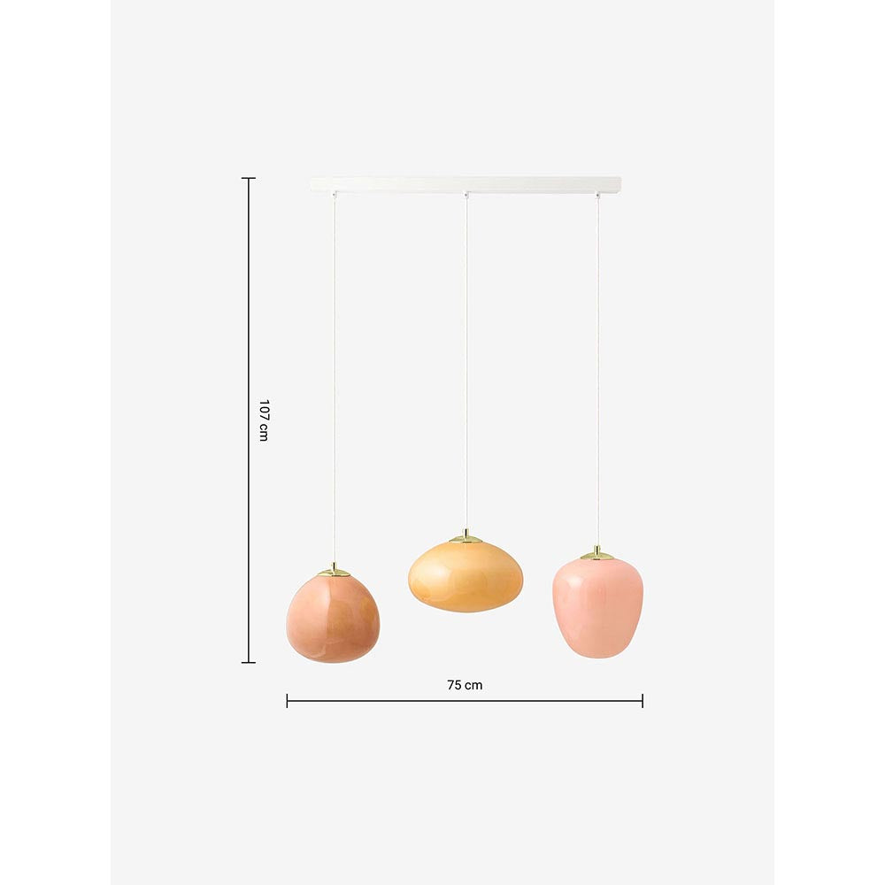 Adrianne Polished Brass Bar Pendant with Pink Tones Shades