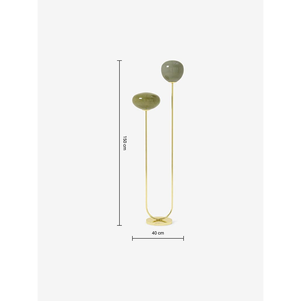 Adrianne Polished Brass Floor Lamp with Green Toned Shades
