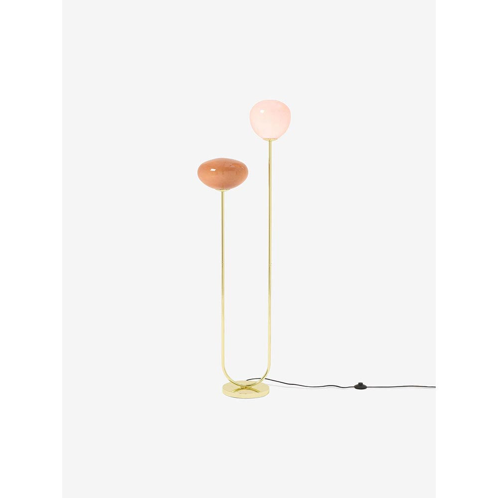 Adrianne Brass Floor Lamp with Pink Toned Shades