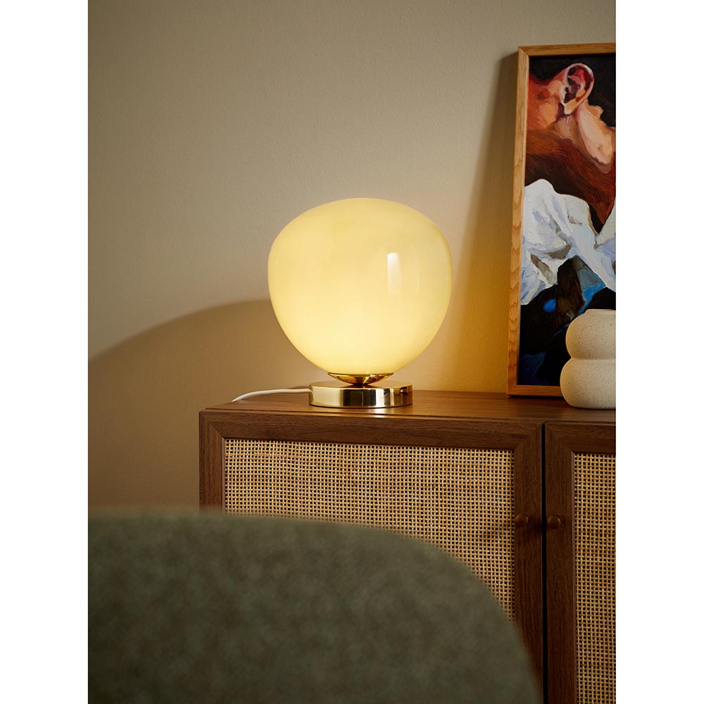 Adrianne Polished Brass Table Lamp with Green Shade