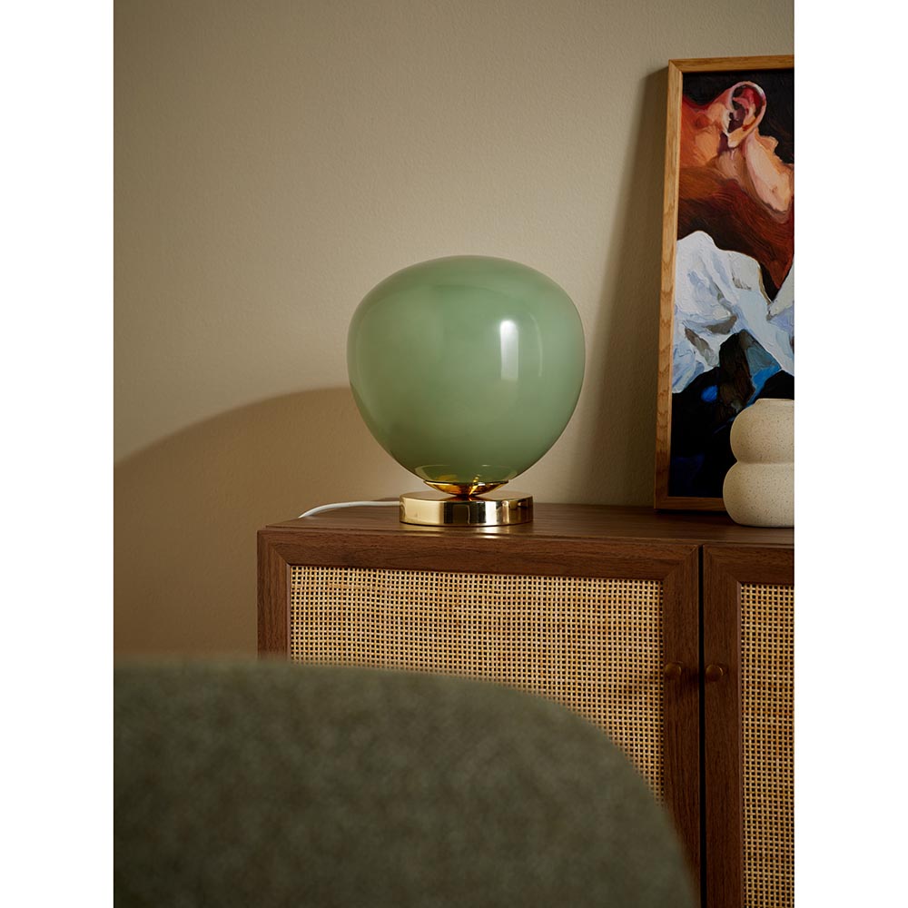 Adrianne Polished Brass Table Lamp with Green Shade