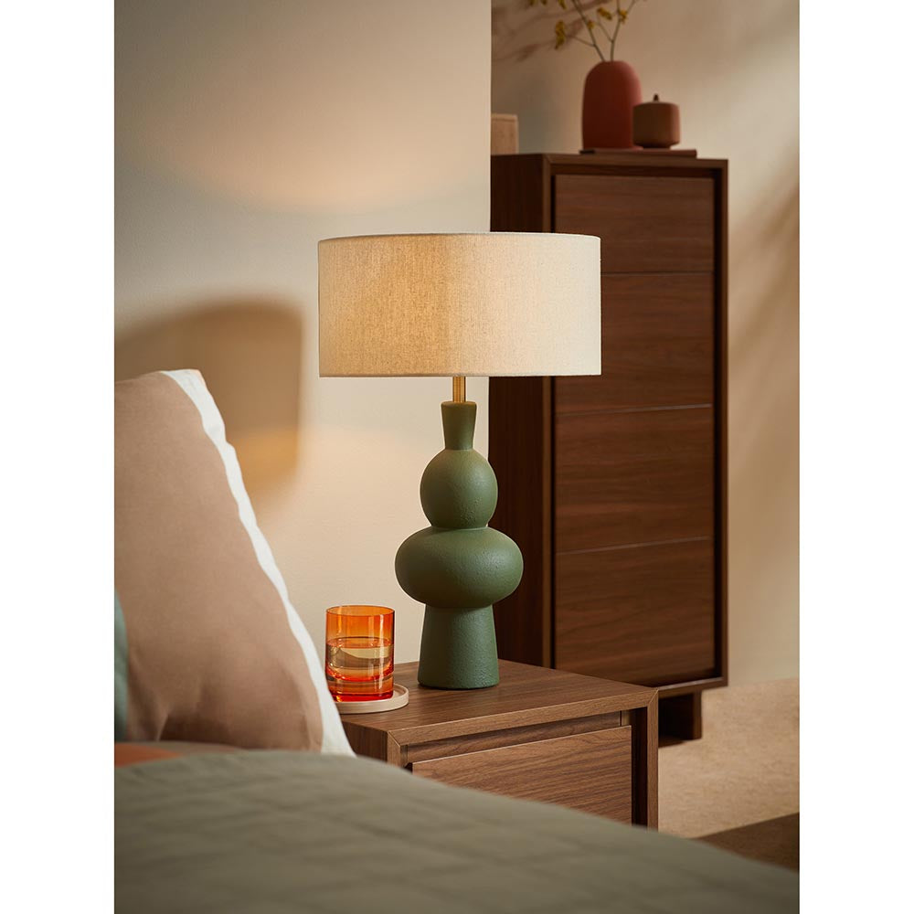 Freyja Green Ceramic Table Lamp C/W Shade
