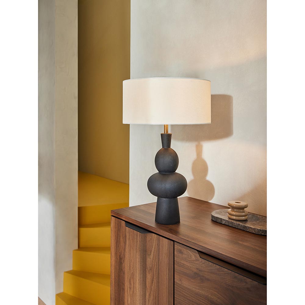 Freyja Black Ceramic Table Lamp C/W Shade