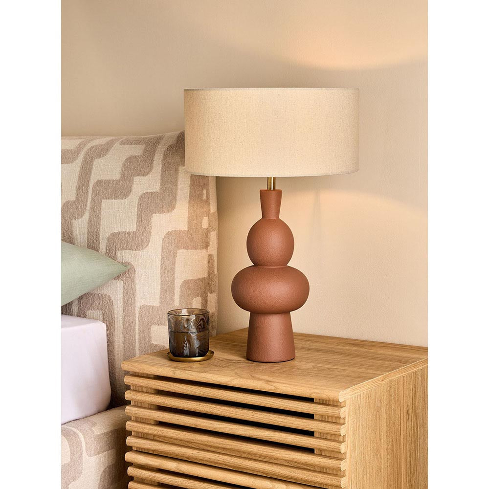 Freyja Brown Ceramic Table Lamp C/W Shade