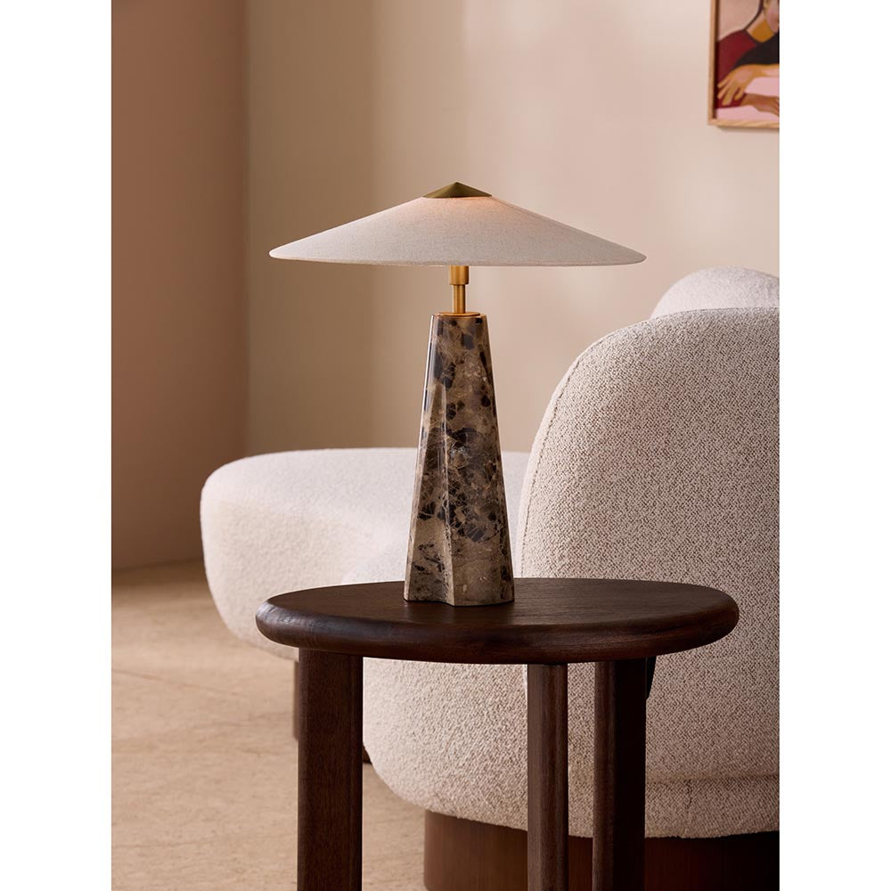 Heath Marble Black & Brown Table Lamp C/W Shade