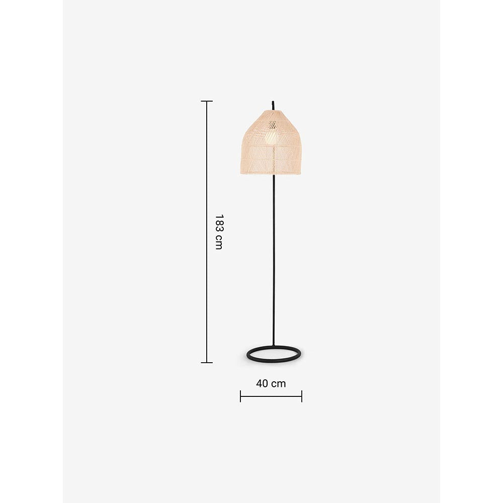 Java Black Floor Lamp with Natural Shade