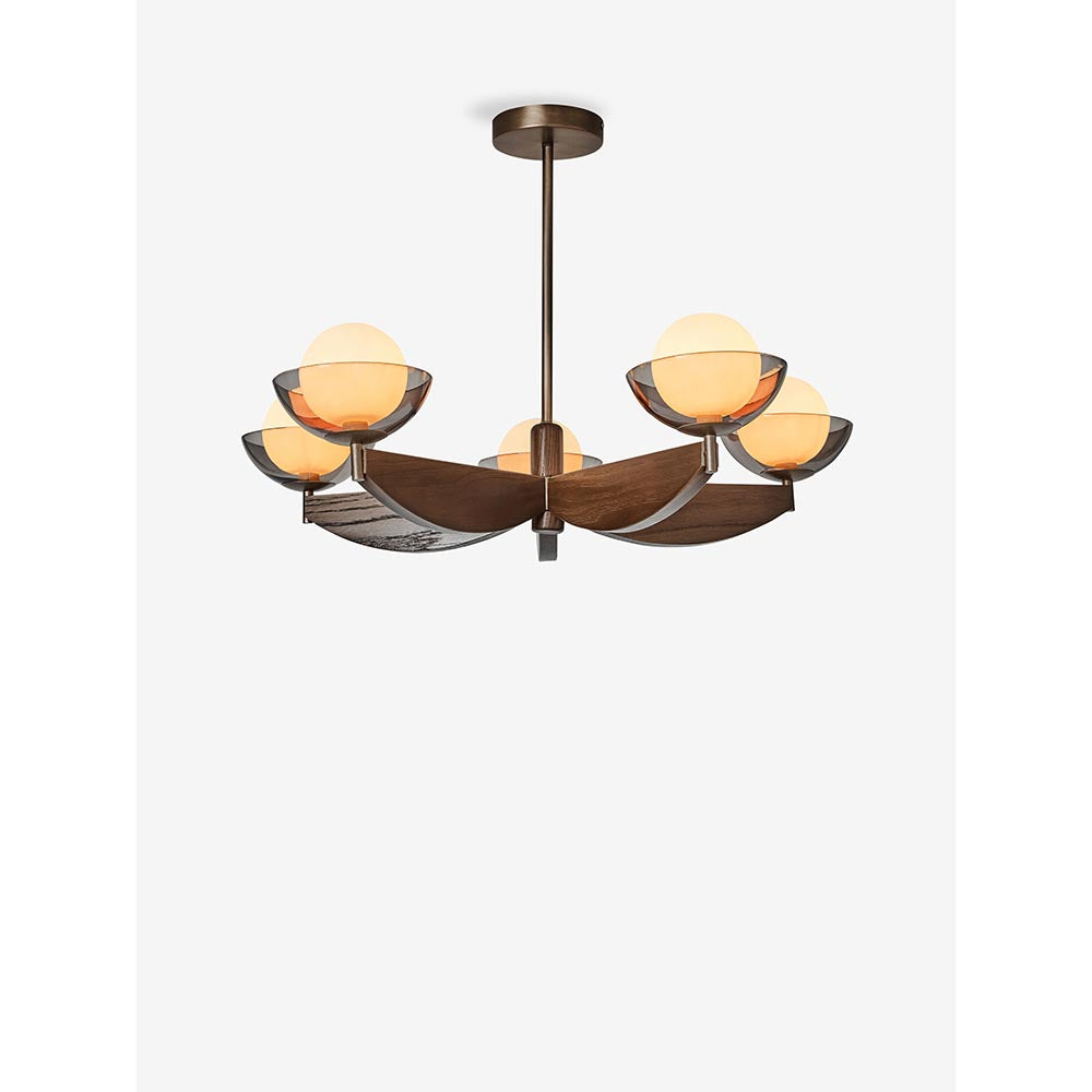Layla 5 Light Ash Wooden Pendant