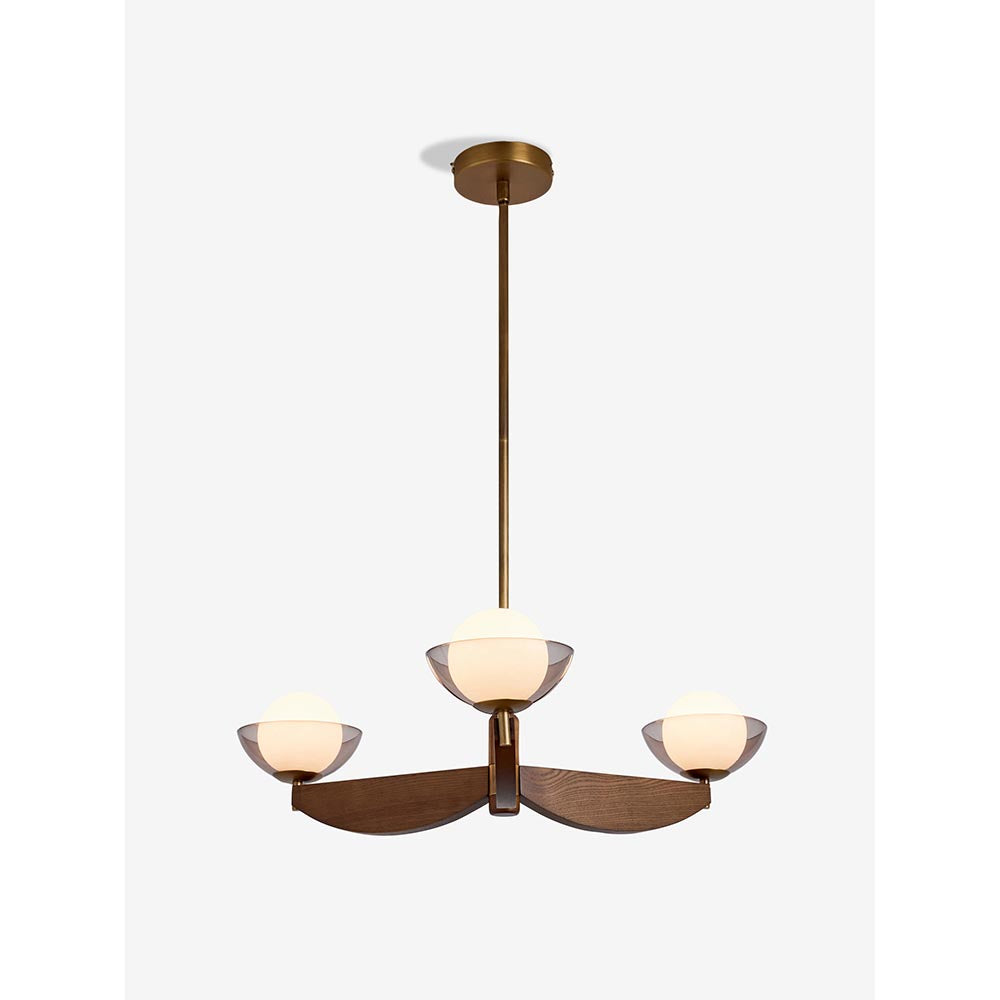 Layla 3 Light Ash Wooden Pendant