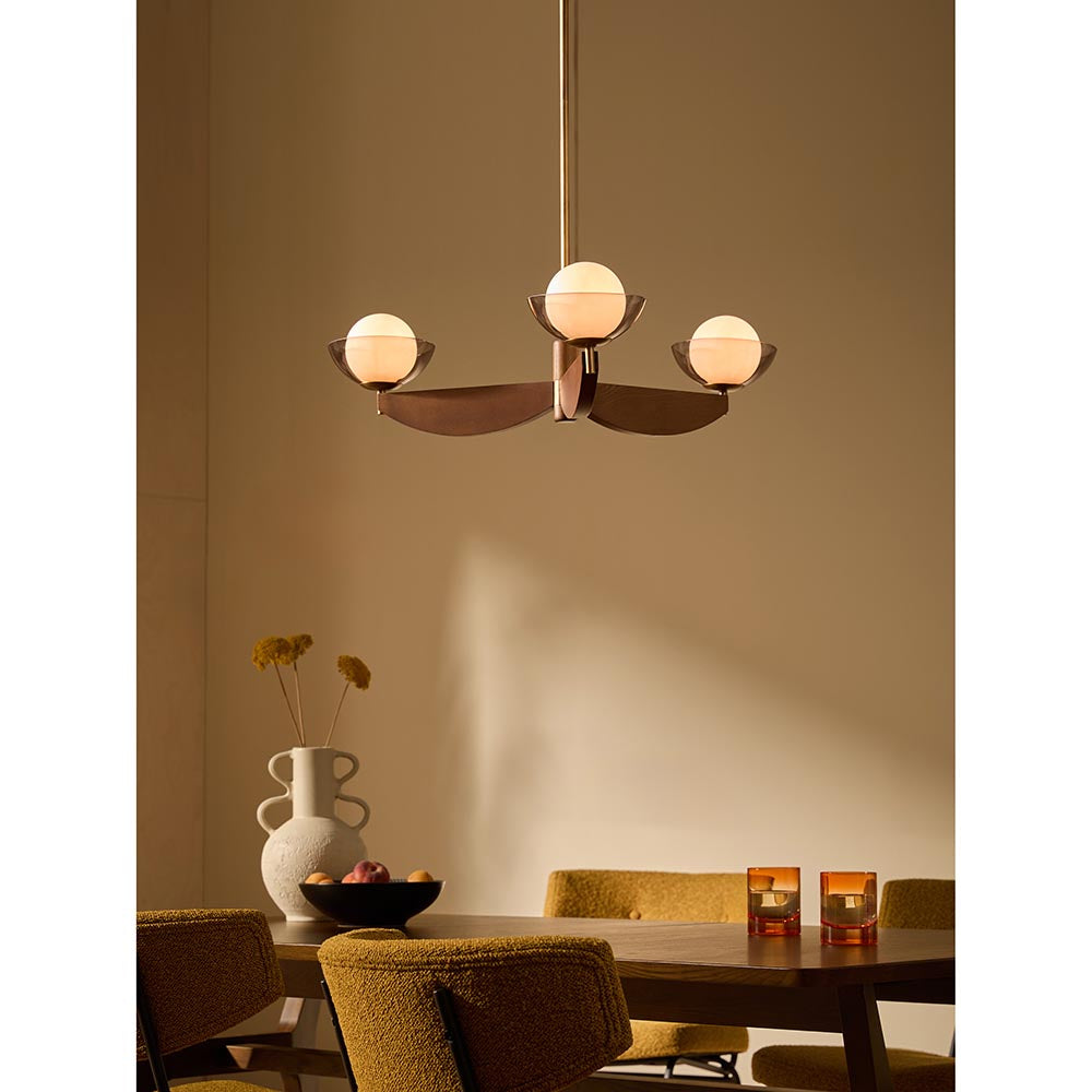 Layla 3 Light Ash Wooden Pendant