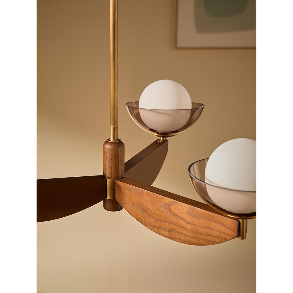 Layla 3 Light Ash Wooden Pendant