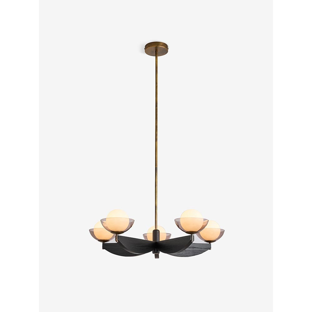 Layla 5 Light Black Wood Pendant