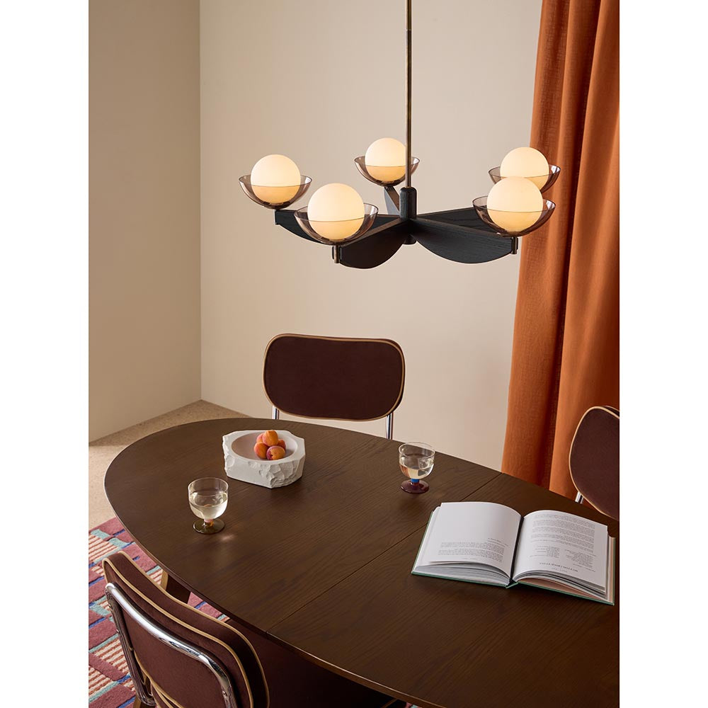 Layla 5 Light Black Wood Pendant