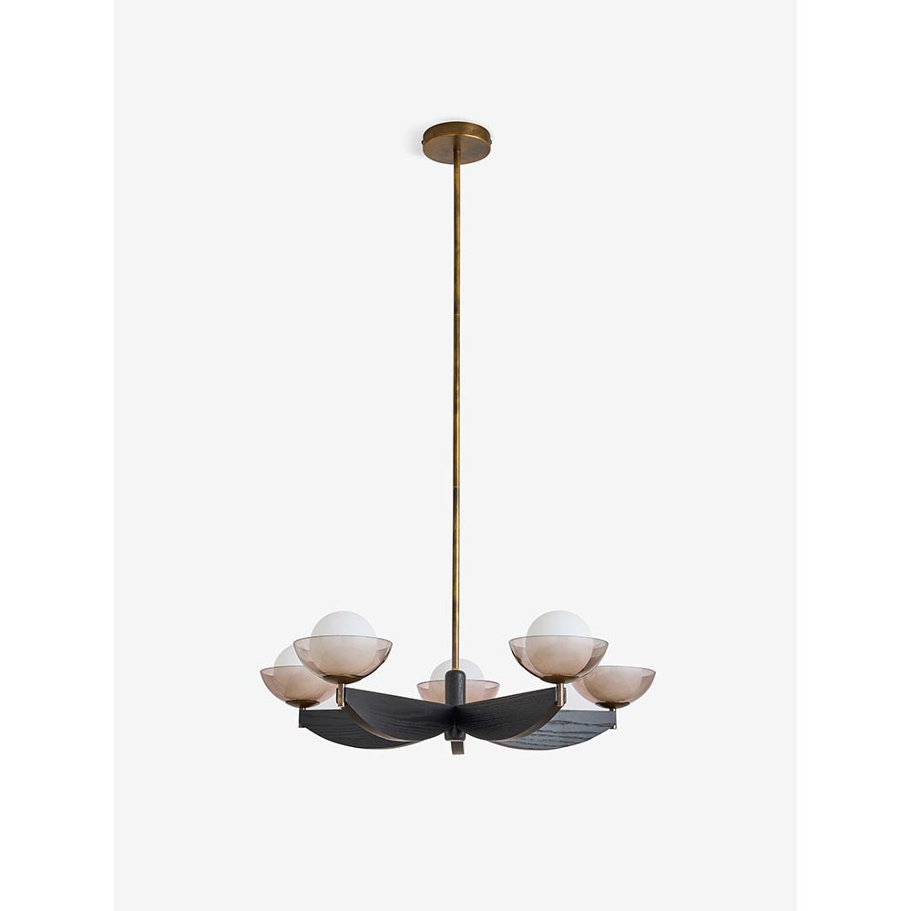 Layla 5 Light Black Wood Pendant