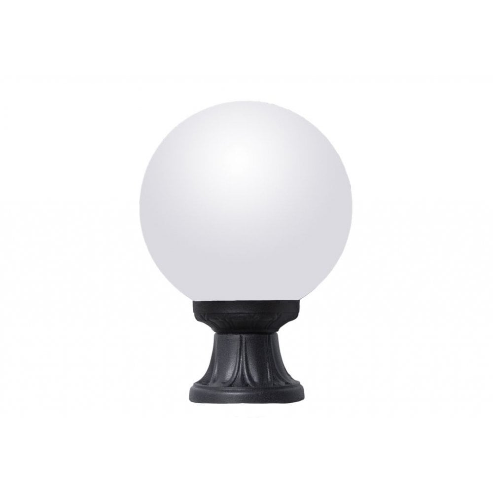 Mikrolot Globe 250 mm E27 Black and Opal Post /Pillar Top Lantern