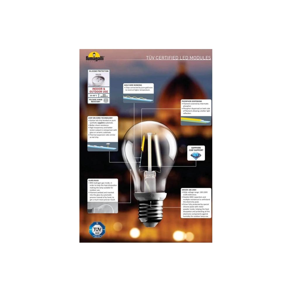 6W E27 Filament Outdoor LED Lamp Warm White 2700K 800Lm