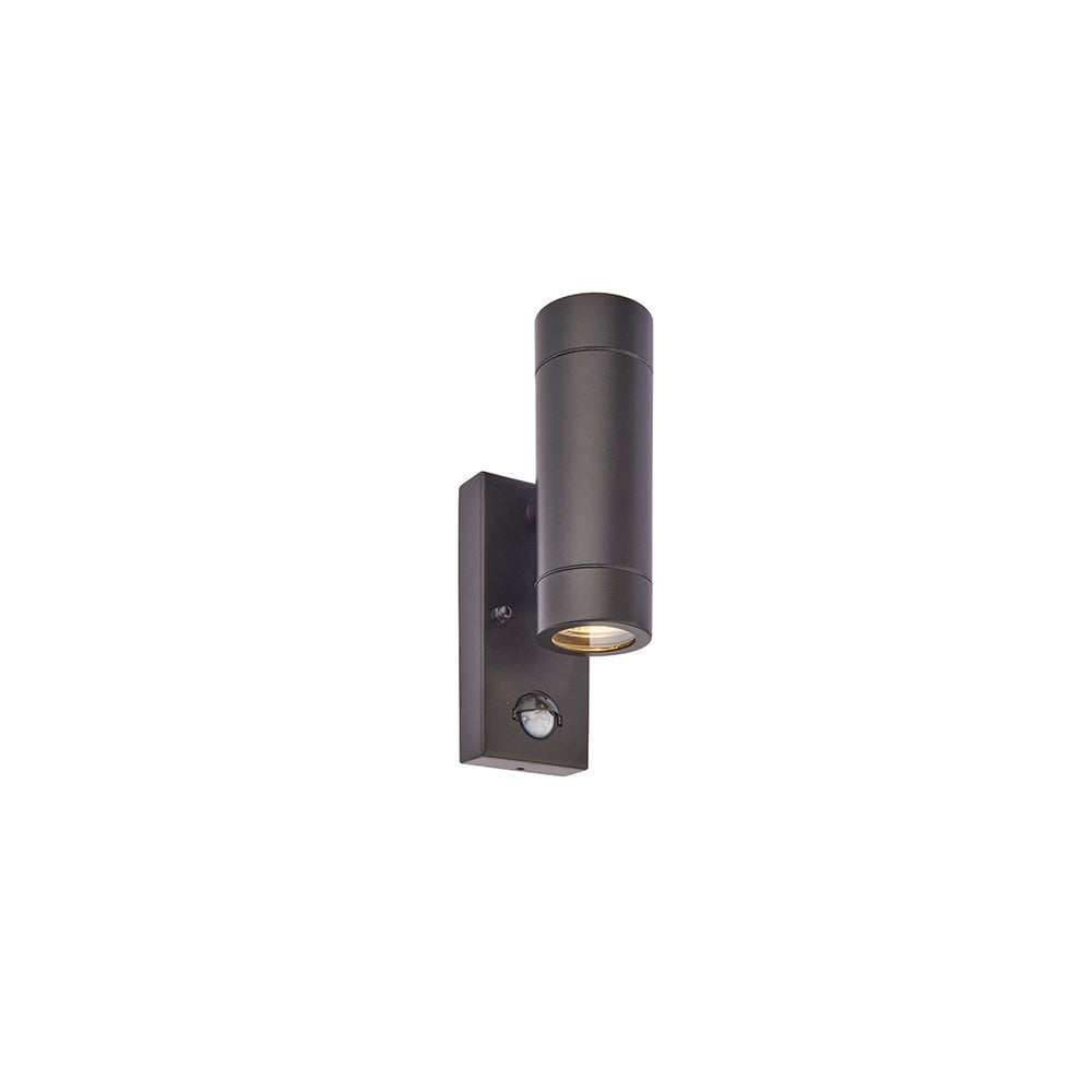 Palin Up and Down Wall Light with PIR in Matt Black
