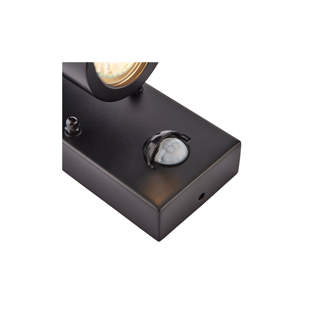 Palin Up and Down Wall Light with PIR in Matt Black