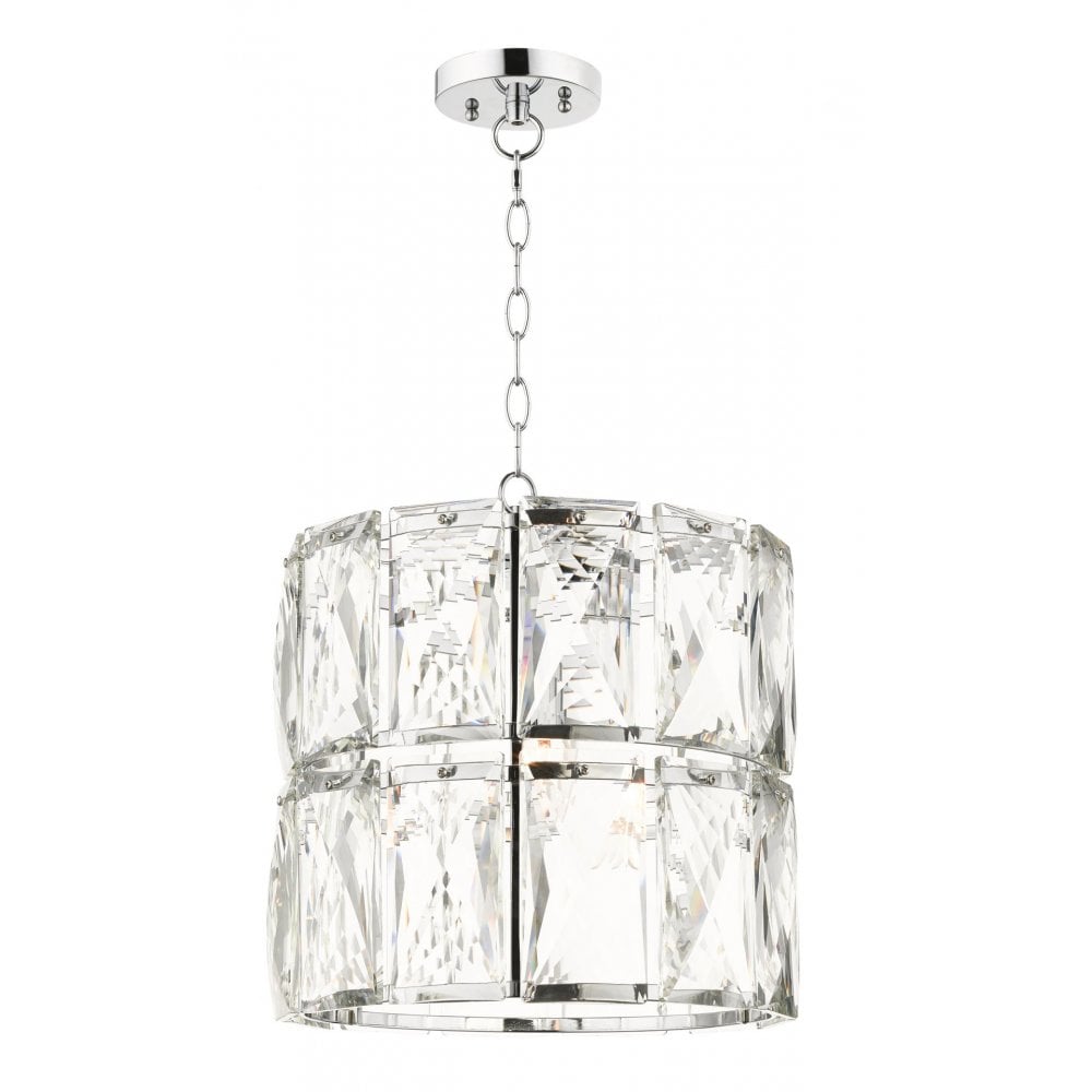 Aurora E27 Medium Crystal Polished Chrome Single Pendant