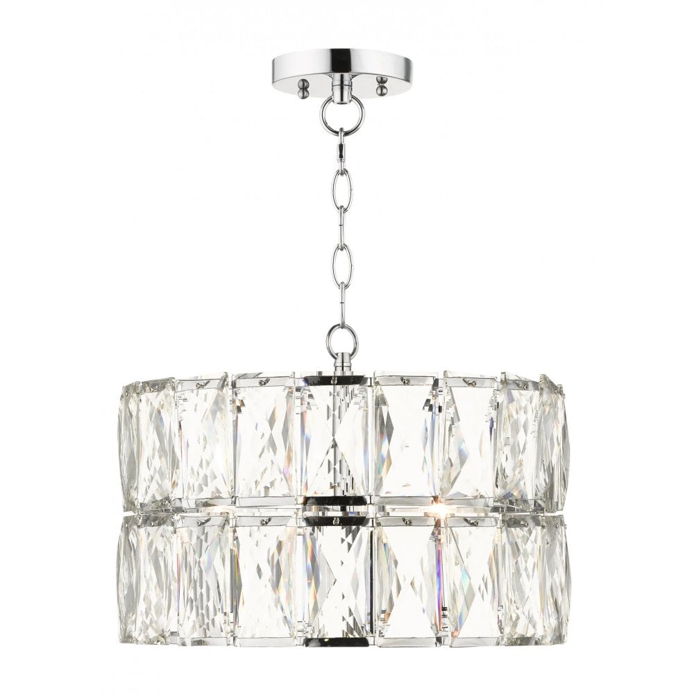 Aurora 3 Light E14 Crystal Pendant Polished Chrome