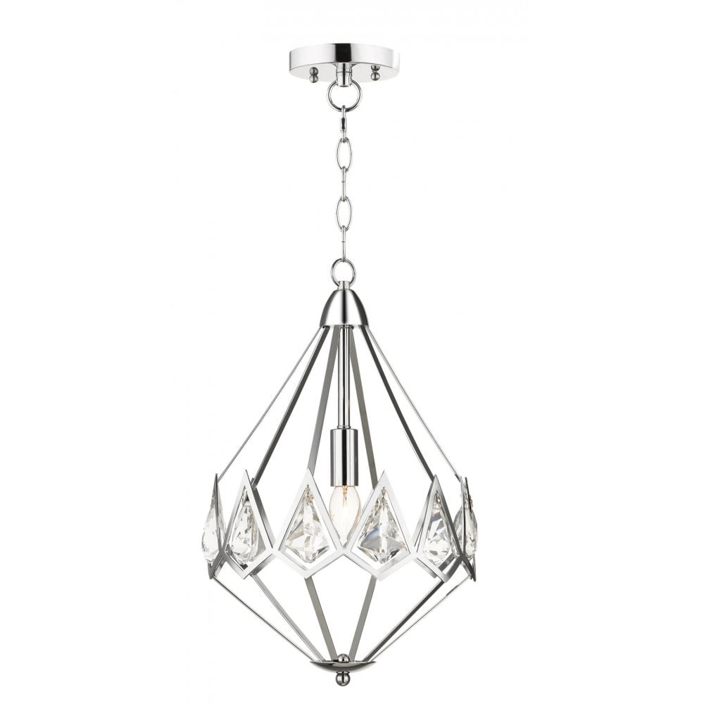 Paragon E27 1 Light Crystal Pendant Polished Chrome