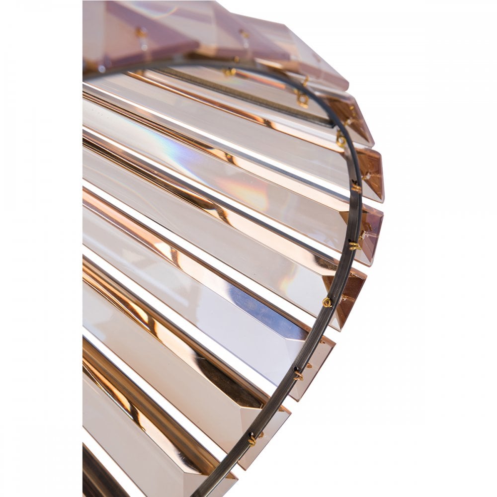 Senza 1 Light Antique Brass, Amber Crystal Pendant