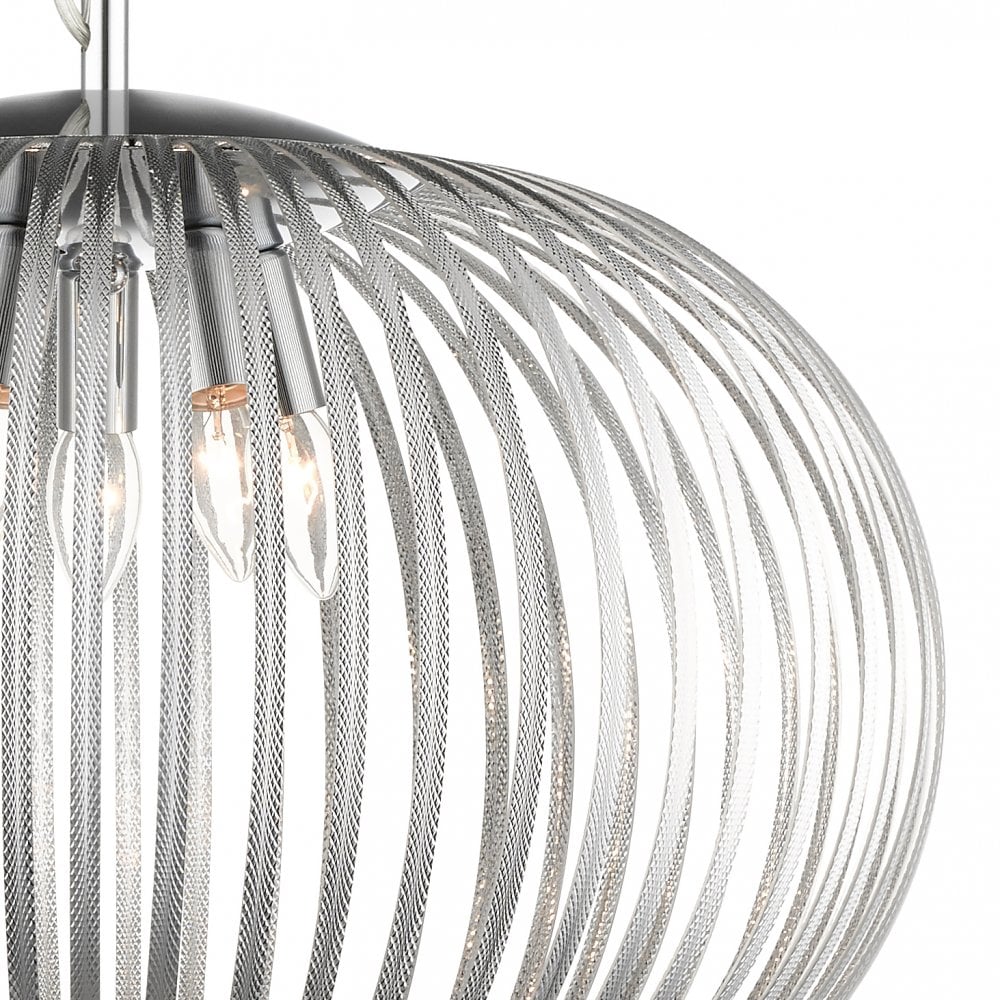 Vita 5 Light Large Etched Aluminium Oval Pendant