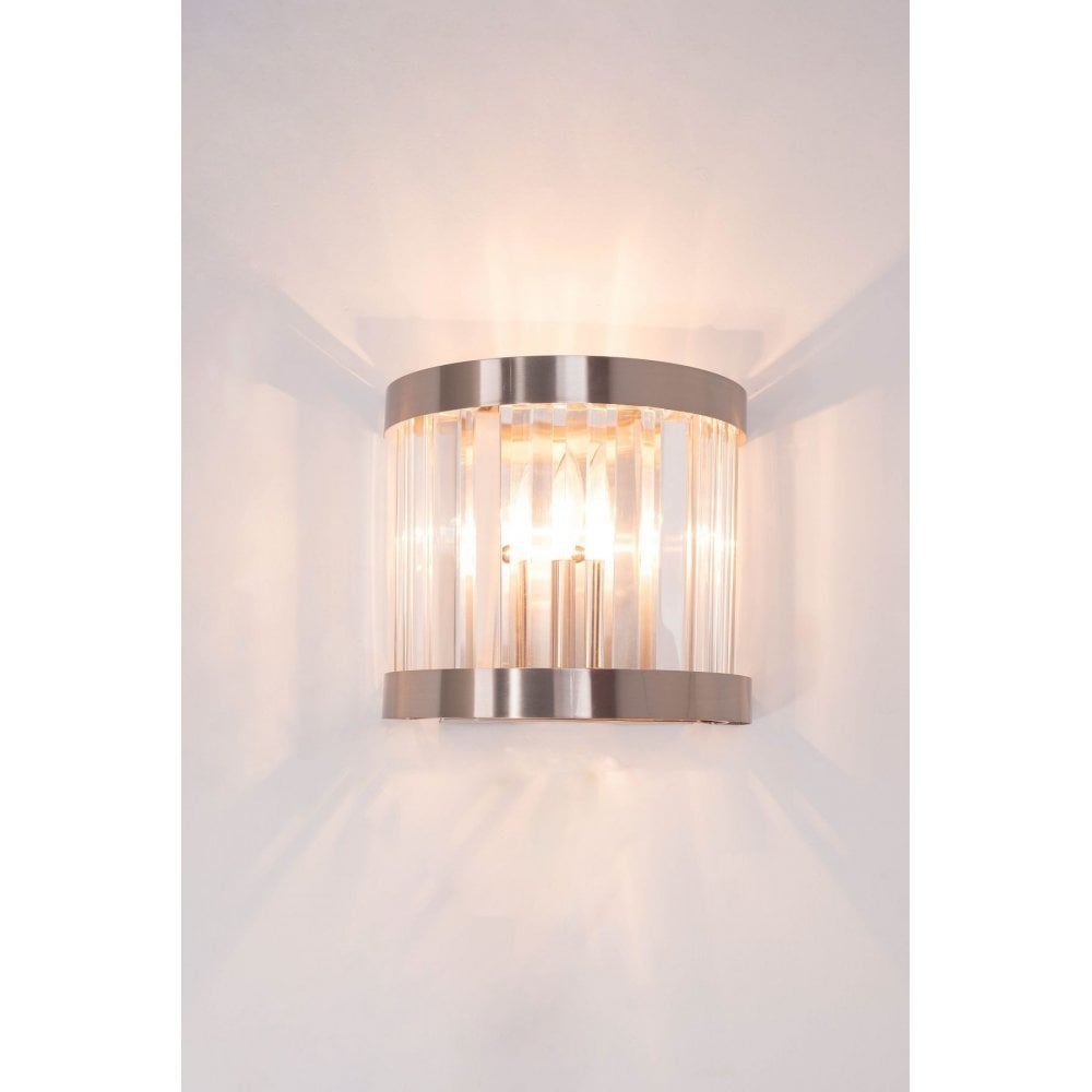 Pandora E14 Single Wall Light Crystal Satin Silver