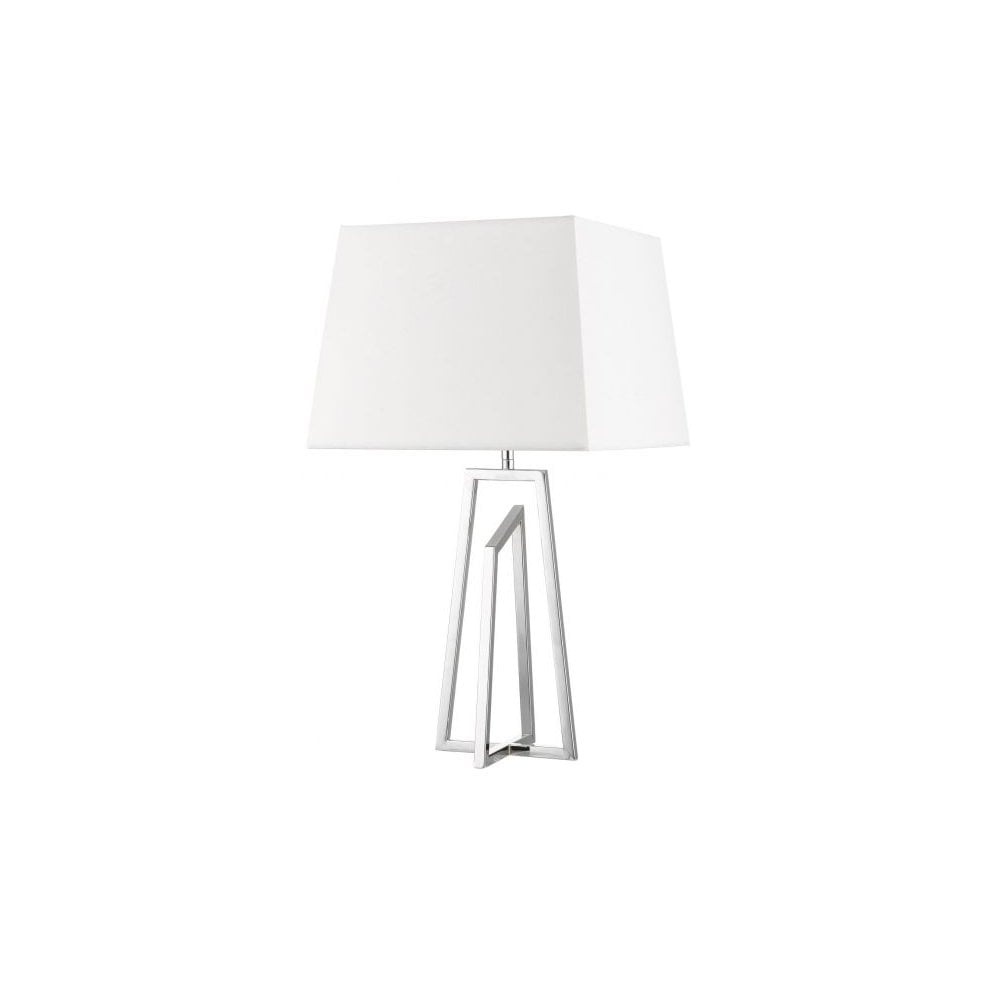 Plaza Polished Chrome E27 Table Lamp With Square Shade