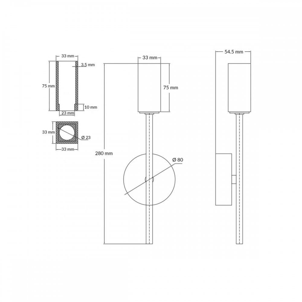 Topaz 1 Light Polished Chrome Wall Light With Square Glass Shade