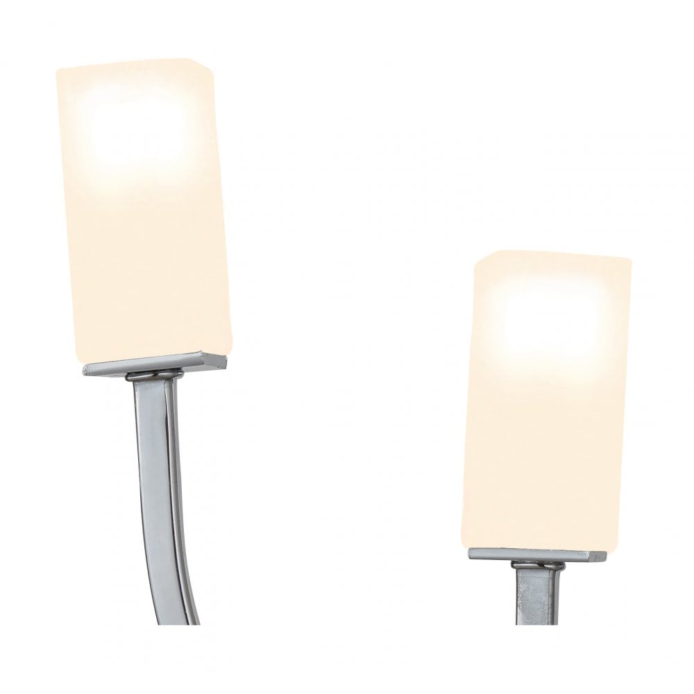 Topaz 2 Light Polished Chrome Wall Light With Square Glass Shades