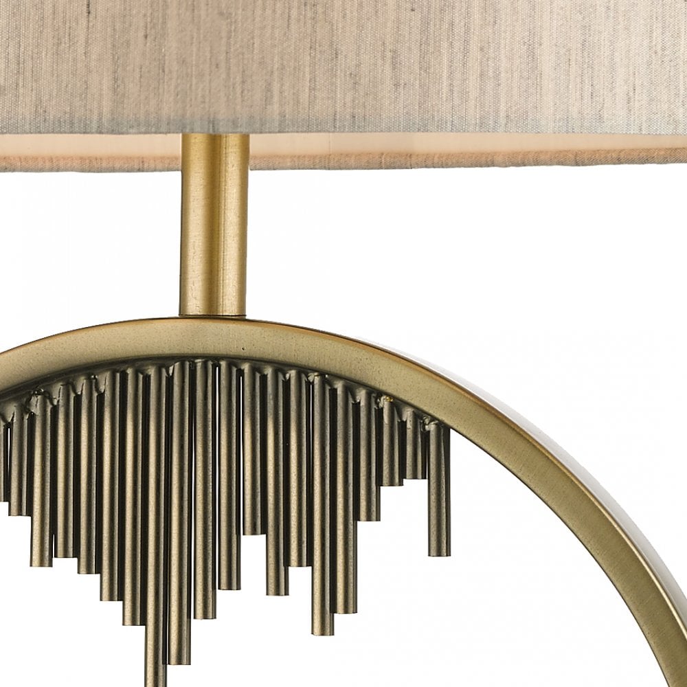 Manhatten E27 Antique Brass Crystal Table Lamp With Shade