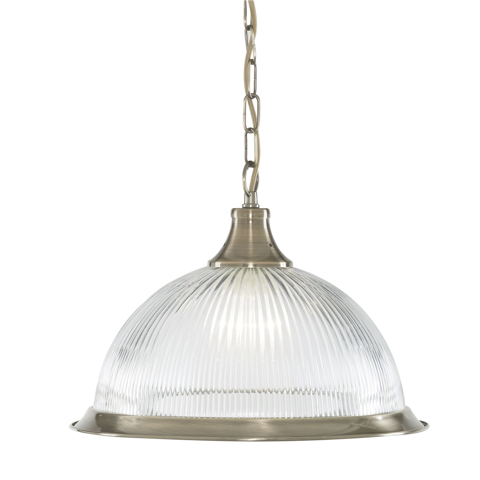 American Diner Single Pendant Antique Brass Clear Acid Glass