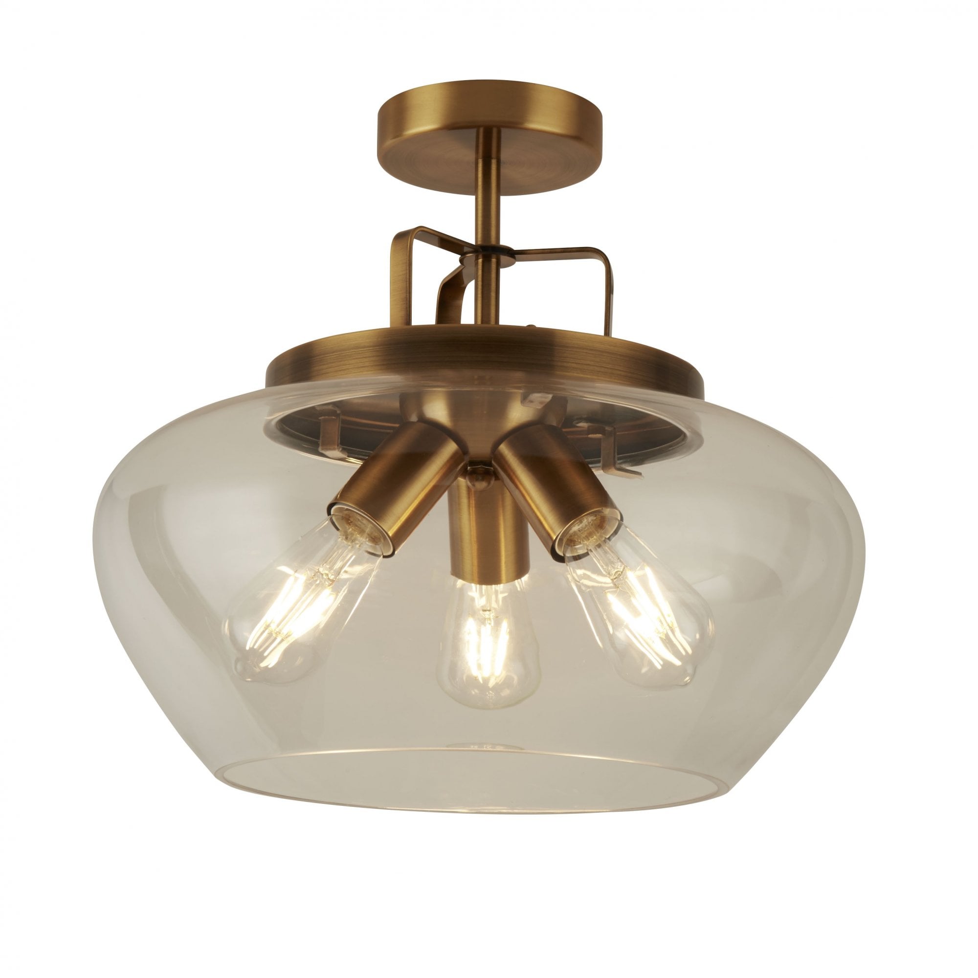 Boule 3 Light Semi Flush Bronze Clear Glass