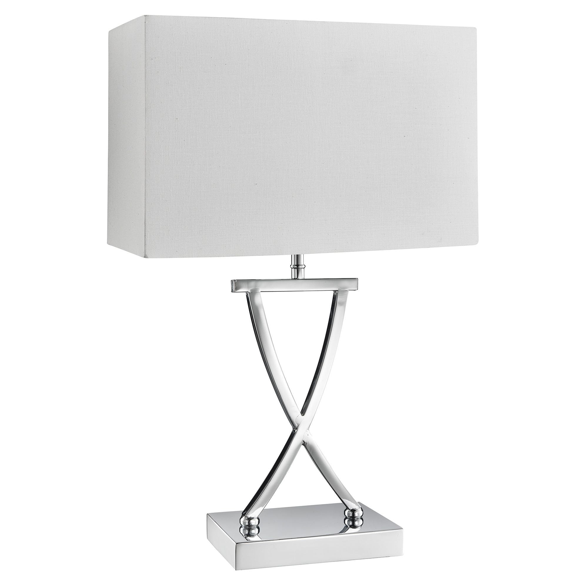 Cross Polished Chrome Table Lamp With White Shade