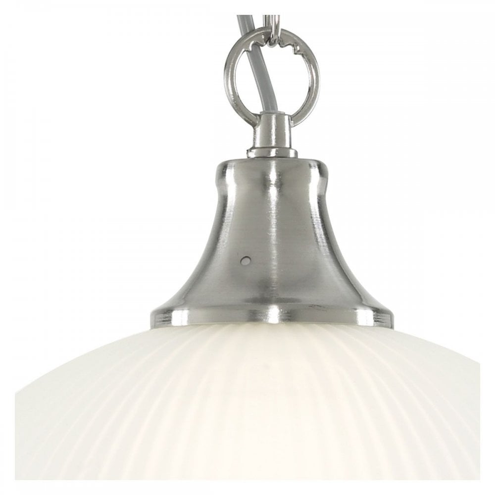 American Diner Single Pendant Satin Silver Opaque Acid Glass